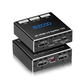 ROFAVEZCO 4K@60Hz HDMI Splitter 1 en 2 Out 4:4:4,18Gbps, soporta barra de sonido, HDCP2.2 Bypass, EDID, duplicado, espejo, copia, reducido, HDR, Dolby Vision Atmos,4K HDMI2.0 Splitter 1x2 Out para