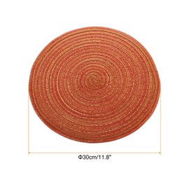 sourcing map 6pcs Round Braided Placemats 11.8" Non-Slip Round Table Mats for Dining Tables Washable Heat Insulation Woven Placemats Indoor Outdoor for Family Holiday Dinner, Orange