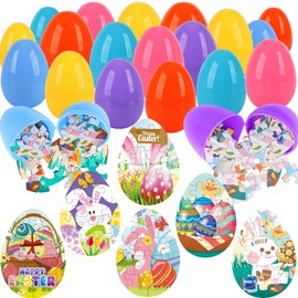 Easter Eggs Jigsaw Puzzle for Kids Ages 4-8, 24 Pcs Easter Gifts for Girls 8-12 Easter Egg Fillers for Egg Hunt, School Activities Rewards, Party Favors, Basket Stuffers Fillers, Classroom Prize