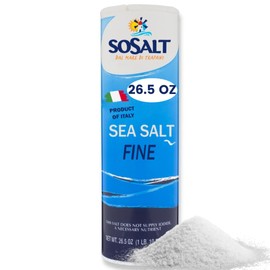 SOSALT DAL MARE DI TRAPANI Fine Sea Salt, Sicilian Sea Salt, Shaker, 750 gm (26.5 oz) SoSalt, Sal, Refill, Mediterranean Sea Salt, Mediterranean, Sicily, Italy