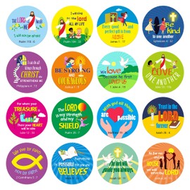 1200 Christian Prayer Faith Bible Verse Stickers in 16 Designs with Perforation Line (Each Measures 1.5" in Diameter)