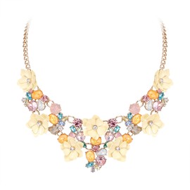 EVER FAITH Flower Choker Necklace, Multi-Colour Rhinestone Crystal Floral Bib Collar Necklace, Fashion Jewellery Statement for Women, Crystal