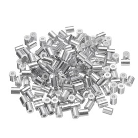 uxcell 200 Pcs Aluminum Crimping Loop Sleeves for 1/16" Diameter Wire Rope, Round Aluminum Wire Rope Sleeve for Cable Line End