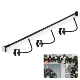 Bucherry Front Door Garland Hanger for 59"- 67" Width Door - Adjustable Christmas Decoration Hanger, No Screws, Drilling, Easy Assembly for Hanging Christmas Garland Colorful Lights Wreaths (Black)