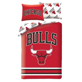 Chicago Bulls Bed Linen 140 x 200 cm + Pillowcase Microfibre Red White Oeko-Tex