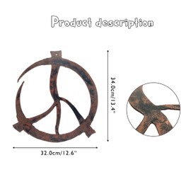 Ecqizer Peace Sign Wall Decor - Hippie-Inspired Copper Wall Art | Wall Sculptures for Home Decor & Kitchen Accents - 12.5 Inch, Black rust