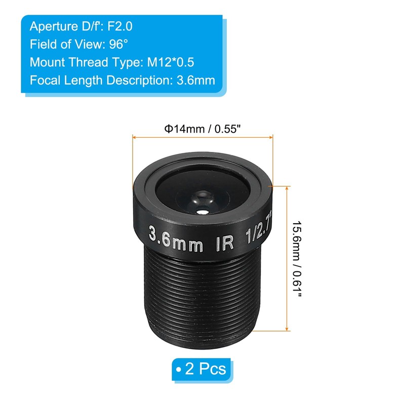 PATIKIL 3.6mm CCTV Camera Lens, F2.0 FPV Security Lens 3MP