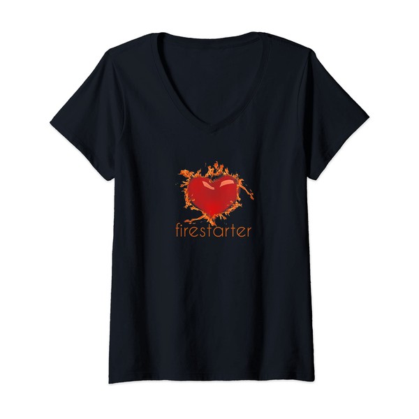 Womens Funny Love T Shirt Firestarter Heart On Fire I
