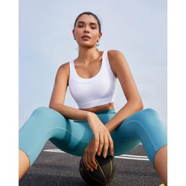 RUNNING GIRL Sports Bras for Women High Support, Adjustable Straps Molded Cup Sports Bra High Impact Workout Yoga Bra(WX3115White,L)