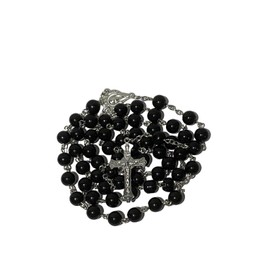 FLAFARY Rosary Set, First Communion Rosary for Girls and Boys, Rosary Beads Catholic for Men, Women and Kids Packed in Transparent Plastic Bag, Grandmother, Elders(Black)