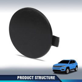PIT66 Front Bumper Tow Hook Plug Eye Cap Cover Compatible with Jeep Compass 2.0L 2.4L 2017-2021 5SY62TZZAB Black