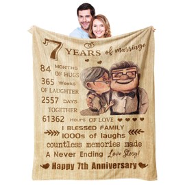7 Year Anniversary Blanket Gifts for Him/Her, 7 Years of Marriage Gifts for Couple/Husband/Wife, Copper Gifts for 7th Anniversary Blanket 60’’x50’’