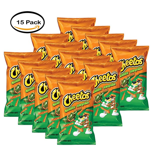 PACK OF 15 - Cheetos Cheddar Jalapeño Crunchy Cheese Flavored Snacks 8.5 oz. Bag