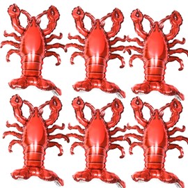6Pcs Stand Lobster Balloons,Giant Crawfish Aluminum Foil for Ocean Animals Seafood Shrimp Birthday Party Decoration