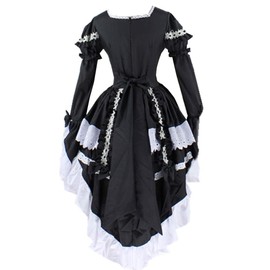 Re-Lady Girls Victorian Sweet Princess Dress Irregular Cute Cosplay Costume Maid Lolita Dresses XL Black