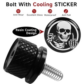 Stainless 1/4"-20 Thread Skull Pattern Knurled Fender Rear Seat Bolt Screw with Bolt Nut Kits for Harley Davidson Touring Sportster Softail Dyna CVO Fatbob Electra Glide Street Glide 1996-2025 Chrome
