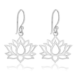 Unique Women's Earrings Lotus Flower 925 Sterling Silver Lotus Flower Earrings Lotus Jewellery for Women Teenagers, Sterling Silver