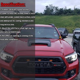 Dasen Compatible with 2016-2019 Tacoma Upper Hood Hinges Side 2 Pcs 18W LED Work Lights Ditch Mount Brackets ＆ Wiring Kit