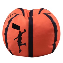 Colorful House Stuffed Animal Storage Bean Bag Chair for Kids and Adults, Lightweight Bean Storage Bag Cover for Organizing Blankets Clothes (26 inches, Basketball)