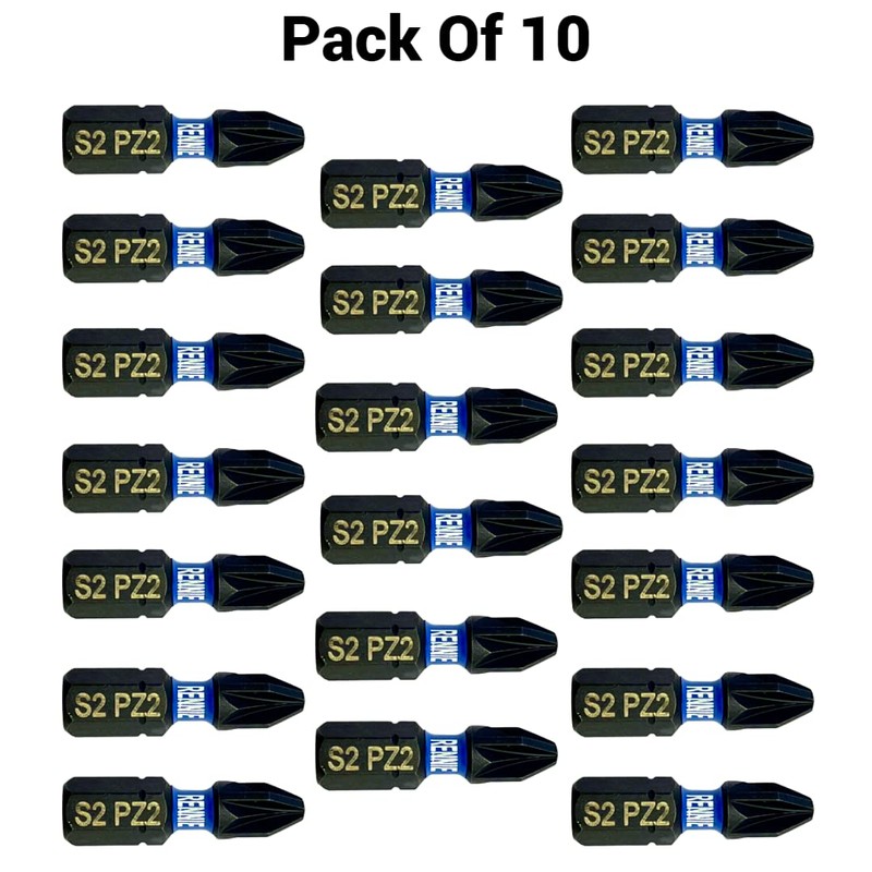 20 x Rennie Tools 25mm PZ2 Impact Screwdriver Driver Bits