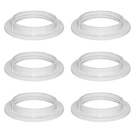 6 Piece Lampshade Reducer Ring E27 (40mm), Screw Collar Ring for Lampshade Fittings E27 for Table Lamp, Ceiling Lights, Plastic Screw Bulbs Lamp Holder, White Twist Lock Socket Replacement Rings