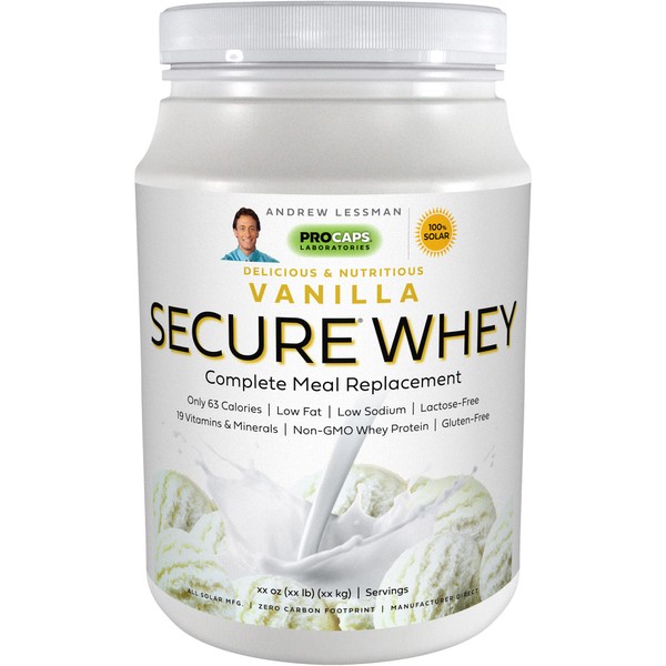 Andrew Lessman Secure Whey Complete Meal Replacement - Vanilla 30 Servings – Only 63 Calories, 7 Grams Whey Protein, Vitamins & Minerals, Low-Fat, Nutritious, Delicious, Mixes Instantly