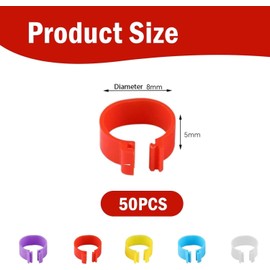 50 PCS Chicken Leg Rings,16mm Adjustable Clip On Poultry Identification Bands, Colorful Chicken Identification Bands,Reusable Plastic Foot Rings for Chickens Goose Ducks Hens Poultry Fowl(5 Color)