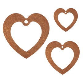 EXTRAVAGANT® Set of 3 large heart hangers, garden decoration, window decoration, door sign, rust decoration, outdoor metal, patina, weatherproof, garden, love, gift, Mother's Day, Valentine's Day,