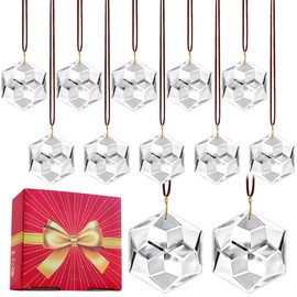 H&D HYALINE & DORA 12 Pack Crystal Sun Catcher Prisms Clear Suncatcher Crystals Indoor Window Hanging Christmas Ornaments Rainbow Maker Prisms for Home Garden Decor(Hexagon)