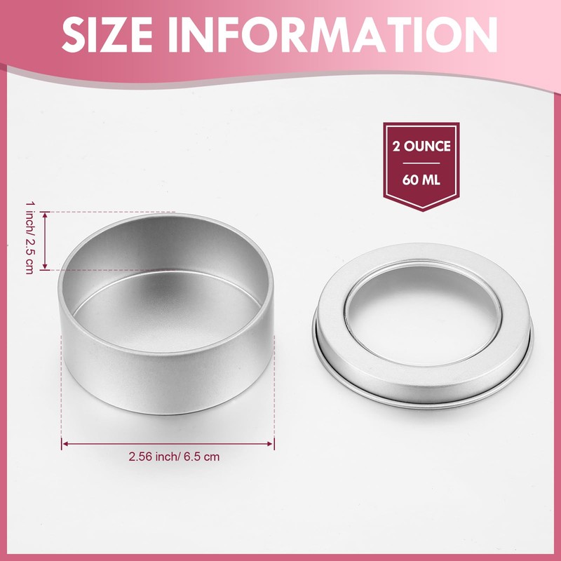TecUnite 40 Pack 2 Ounce Metal Tin Cans Round Empty