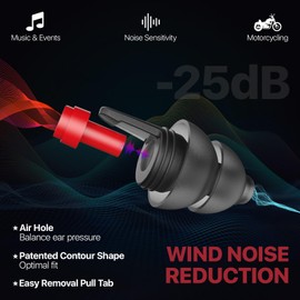 Softvox Motorcycle Ear Plugs for Wind Noise Reduction - 2 Pairs - 25dB - Motorcycle Accessories - Reusable Moto Earplugs, Soft Comfortable Hearing Protection for Motorbike, Touring, Racing, Riding