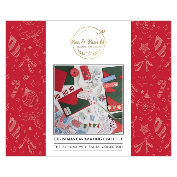 Bee & Bumble Christmas Cardmaking Crafting Kit - at Home with Santa, Craft Making Papercraft Supplies Box, for Scrapbooking, Making Personalised Handmade Cards for Christmas, A Crafters Companion