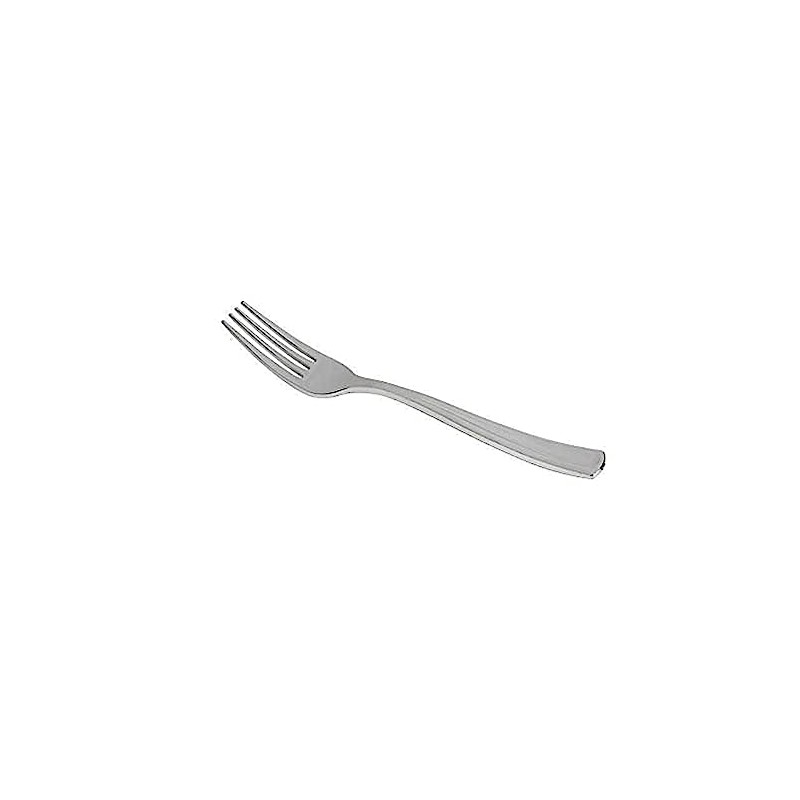 Kaya Shiny Metallic Silver Plastic Disposable Forks (24 Count) -