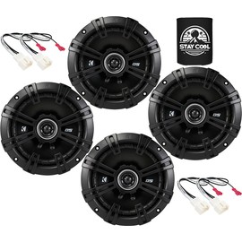 KICKER Speakers 6.5 inch for Ford Mustang 2015-2023 Upgrade Kit - 4 Pack of DS Series with Harness, Coaxial 6 1/2 Car Audio Front Door and Rear Side Panel Speaker DSC650, 43DSC6504