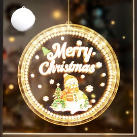 DAZZTIME Christmas Decorative Window Light, LEDs Christmas Lights Window with Suction Cup (Snowman)