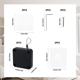 Fukaisu 2pcs Automatic Screen Door Closer with Steel Wire Rope, Punch-Free Installation Auto Sliding Storm Soft Interior Door Commercial & Residential Use