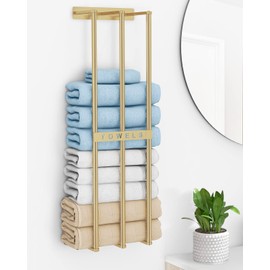 Bathroom Towel Storage, Bethom Wall Towel Rack for Rolled Towels, Bath Towel Holder Wall 30 Inch, Towel Racks Wall Mounted for Small Bathroom, Gold