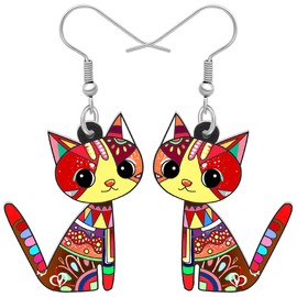 Acrylic Drop Cat Earrings Pets Funny Design 7 Color Lovely Gift For Women By The Bonsny (Candy)