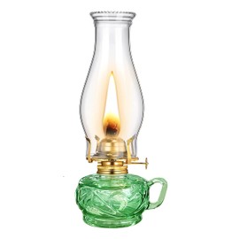 Cywinfow Lantern Kerosene Lamp Vintage Kerosene Lamp L392G (Green-Gold)