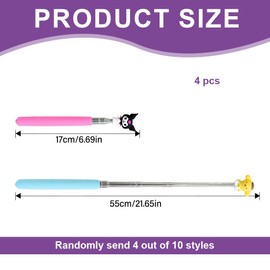 HSKRKOW 4 Stück zeigestab ausziehbar zeigestab finger zeigefinger stab Teleskop Lehrer Zeiger Edelstahl Kinder Ausziehbarer Zeigestab für Klassenzimmer Persönliche Interaktion(Farben zufällig)