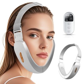 EMS V-Face Gesichtsmassagegerät, Rot/Blau Licht Face Massager, Doppelkinn Entferner, 6 Modi, Professionelles V-Line Gesichtsschneider für Schlanke Kieferlinie, Face Massager mit Fernbedienung,Typ-C
