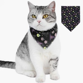 WYBXZXY Dog Bandana, Dog and Cat Scarf,Dog Bandanas Scarves for Small Medium Boy Girl Puppy,Accessories for Pet Collars,Lightweight Polyester (Black, Magic Cat)