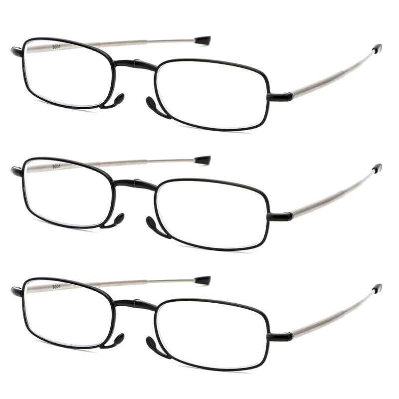REAVEE 3 Pack Folding Reading Glasses for Men Women, Blue