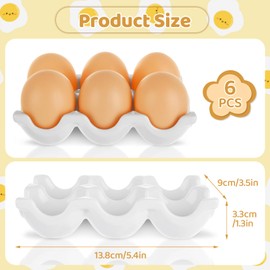 EATHEATY 6 Pack Ceramic Egg Holder - 6 Cups Egg Tray Porcelain Egg Crate - Half Dozen Egg Dish for Fridge, decorative, Storage