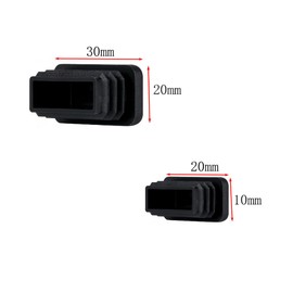 Lokatall Tubing Post End Cap, 24pcs Plastic Plugs Black Ribbed Tube Inserts Tube Insert Covers for Chairs Desks Tables Beds Furniture Foot Plug Steel Pipe Cover (Rectangular 10x20mm)