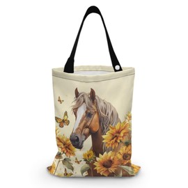 Fipuivrn Horse Sunflower Butterfly Print Auto Trash Can Lightweight Car Trash Bag with Snap Button Leek Proof Car Wastebasket Hanging for Back Seat Universal Fit for SUV Truck Van