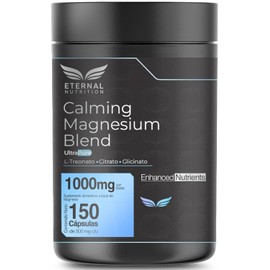 CALMING MAGNESIUM BLEND 150 cápsulas (1000mg por porción) Citrato de Magnesio, Glicinato y L-Treonato de Magnesio Quelados, by Eternal Nutrition - Ingredientes Naturales Premium