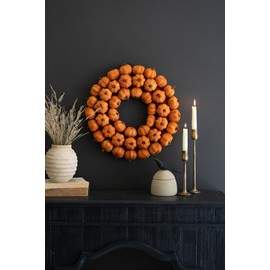 Kalalou ORANGE FAUX PUMPKIN WREATH