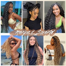 Tuheerst Human Braiding Hair For Boho No Weft P4/30 Highlight Brown Deep Wave Light Brown 50g/Bundle Total 100g Unprocessed Knotless Braids Human Hair Extension For Women 12 12 Inch