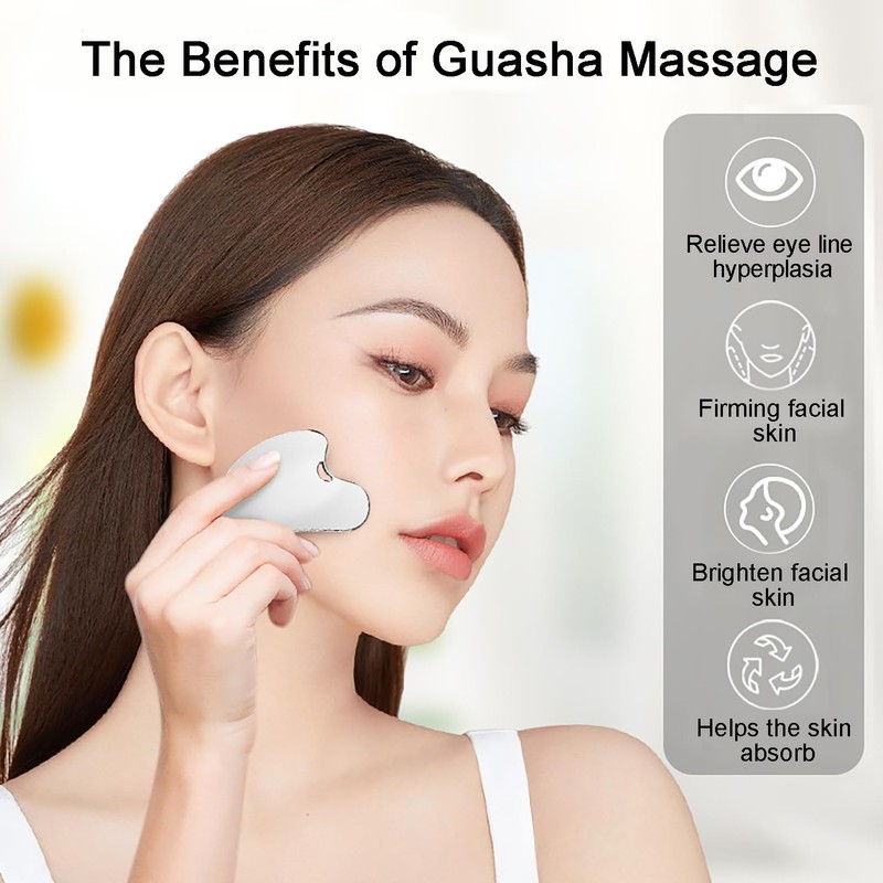 AQSQWQ Gua Sha Stone, Gua Sha Stainless Steel Heart Shape